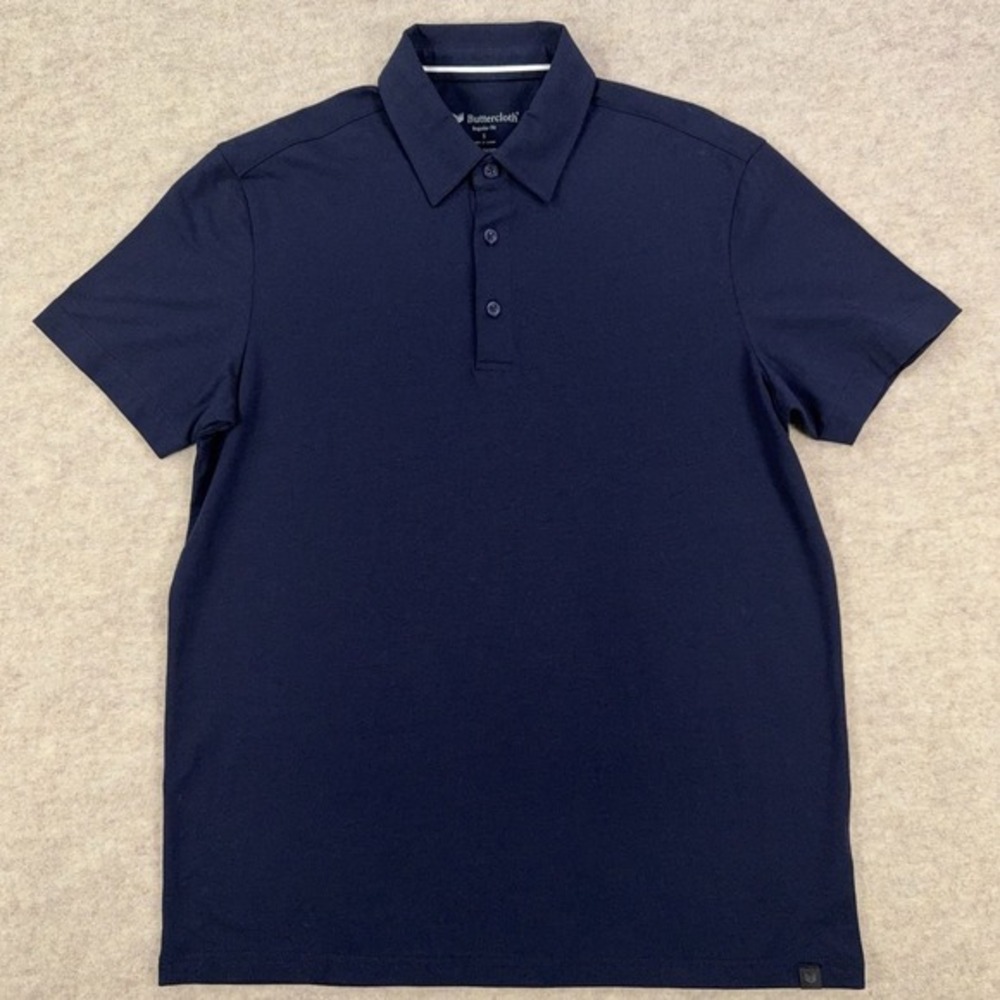 Buttercloth Icy Cotton Polo Shirt Mens‎ Small Blue Regular Fit Short Sleeve Soft